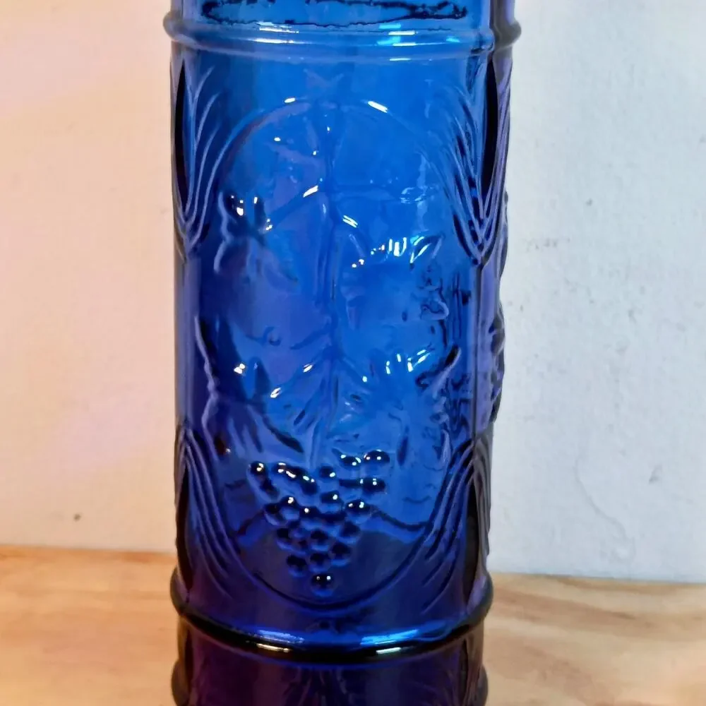 Chateau Elan Winery Cobalt Blue Glass Decanter Bottle w/ Chateau Cork Stopper